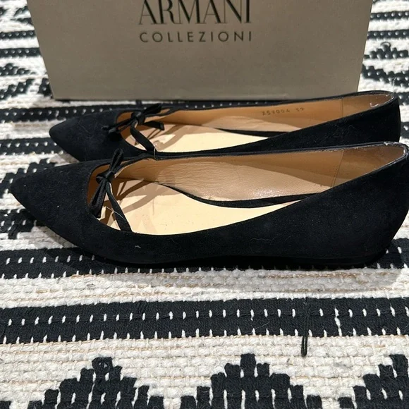 ARMANI COLLEZIONI Silk Bow Flats Size 39